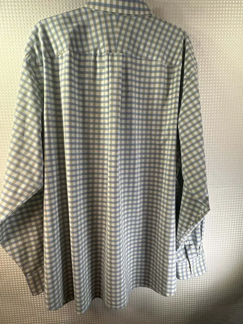 Lands' End Traditional Fit Blue and Tan Gingham Check Button-Down Shirt